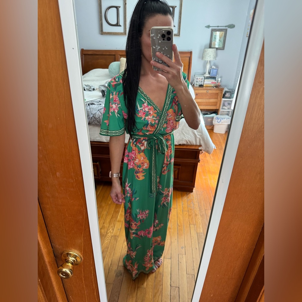 Green floral jumpsuit